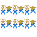 Miniatyrbild 1 av 5: 12 st Graduation 2022 Fest Dekorerade Doktorhatt Båge Kakinsatser För Dekoration Blå 10.5X6CM