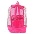 Miniatyrbillede 1 af 2: Stor Mesh Strandtaske Strandlegetøjspose Børnelegetøjs Opbevaringspung Svømmeudstyr Rygsæk Pink 48X24CM