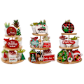 Miniatyrbillede 4 af 5: 3 sæt Jule-Tiered Tray Dekorationer Julebord Dekorationer til Omtænksom Gave til Jul Vinter Hjem