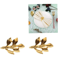 Miniatyrbilde 4 av 5: Serviettringer i Metall, Serviettknapp for Jul, Thanksgiving-fester, Bryllup, Pynt, Rose Gull, Sølv, 6 stk, Blad Servietthjul