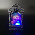 Miniatyrbild 3 av 4: Blandade Färgade Julgransprydnader Gravhällformade Lampor Pumpa Spöke Mönster Led Ljus Svart 1st