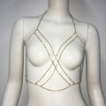Miniatyrbillede 1 af 4: Kropkæde Rhinestone Bikini BH Kæder Sommer Kostumer Kropssmykker til Kvinder og Piger (Sølv)