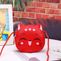 Miniatyrbillede 3 af 5: Pige-Crossbody Taske i PU Læder med Kattemotiv - Cartoon Skuldertaske, Pengepung, Satchel - Hvid