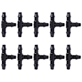 Miniatyrbillede 1 af 3: 10 stk. Slangemundstykke T-stykke Koblinger Drypvanding Haveredskab Til 4/7mm Slange (sort) Sort100stk