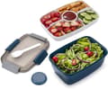 Miniatyrbild 1 av 5: Large Double-Layer Lunch Box with Multiple Compartments for School or Work Includes Condiment Container Odor-Resistant and High Capacity Blue 2000ml