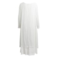 Miniatyrbillede 4 af 5: Kaftan i bomuldshør til damer, Boho Plus Size med lommer, løs langærmet V-hals plisseret lang hørbeklædning, lagdelt maxikjole, hverdagsbrug...