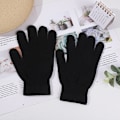 Miniatyrbilde 5 av 5: Barnehansker Gutter Vinterhansker Elastiske 5 Fingre Fullfingerhansker Strikkede Magiske Hansker Dress - svart