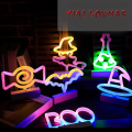 Miniatyrbillede 2 af 5: Halloween Dekoration LED Lys Heks Hat Slik Natlys Fest Dekoration Lys Soveværelse Bar Kaffe Dekoration Belysning Kranium Lys Spøgelse
