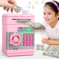 Miniatyrbild 1 av 5: Rosa Elektronisk Spargris för Barn 3-12 År, Säker Spargris med Kod Pengabox för Barn Säker Spargris ATM Leksak S