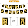 Miniatyrbild 1 av 5: Gott Nytt År Hängande Virvlar Svart och Guld Nyårsafton Festtillbehör 2025 Gott Nytt År Dekorationer Nyårs Hängande