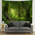Miniatyrbillede 5 af 5: grønt Vintage Tapestry 150 * 150cm, Langt Vertikalt Vægtæppe Reference Illustrativt Botanisk Tapestry til Soveværelse Æstetik
