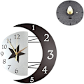 Miniatyrbillede 2 af 3: Stille Væg Pendul Kreativ Måneformet Ramme Quartz Vægur, Moderne Pendul Vægur Vægdekoration Til Stue, Køkken, Soveværelse