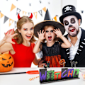 Pikkukuva 2 / 2: Halloween-puinen riippuva kyltti seinälle ja ikkunaan, puinen riippuva kyltti kummitustalo-koriste B