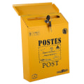 Miniatyrbilde 2 av 2: 1 stk Låsbar Postkasse Retro Brevkasse Veggmontert Brevkasse Avispostkasse Gul 29.3X21.7X6.5CM
