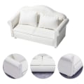 Miniatyrbilde 2 av 5: 1 Sett Dukkehussofa Miniatyr Sofa Mini Dukkehuss Møbler Modell Med Pute Hvit 13.5x6.4x7.2cm