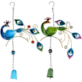 Pikkukuva 1 / 5: 2 kpl Metalliset Peacock-tuulikellot Eläin Peacock Riippuva Figuriini Stained Glass Bells