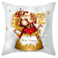 Miniatyrbild 1 av 4: 18 Tums Dekorativ Jul Kudde i Guld med Cartoon Tomte Snögubbe Digitaltryck Polyester Sammet Kuddfodral för Soffa Semester Park