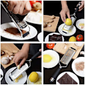Miniatyrbilde 4 av 4: Kjøkkenost Rivjern Og Sitron Skrell - Skarp Rustfritt Stål Blad - Ergonomisk Tpr Håndtak - Lett Å Rive Eller Skrelle Sitroner, Appelsiner, Sitrus, Ost, Cho