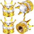 Miniatyrbillede 1 af 3: 4 stk. Krone Dækventilhætter Bling Krystal Rhinestone Håndlavet Universal Krom Krone Køretøj Bil Dækventilhætter Hals