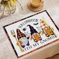 Miniatyrbilde 4 av 5: Sett med 4 absorberende middagsservietter, Halloween-spøkelse svart katt gresskar trestruktur gjenbrukbare servietter vaskbare dukservietter
