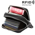 Black Cowhide Leather Wallet with RFID Protection and Many Practical Compartments