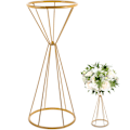 Miniatyrbilde 1 av 2: Metall Hult Blomster Vase Blomsterholder Bryllup Bord Senterstykke Blomsterarrangement Gull 61.5X21X21C