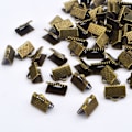 Miniatyrbilde 2 av 5: 200 stk/pakke Antik bronsefarge Crimp Beads Cove Clasps Cord End Caps String Ribbon Leather Clip Foldover（20mm）