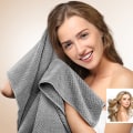 Miniatyrbilde 2 av 4: Stor Mikrofiber Hårhåndkle Wrap for Kvinner, Anti-Frizz Tørkehåndkle med Elastisk Stropp, Raskt Tørkende Turbaner for Vått, Langt, Supermyk Wrap Mørk Grå