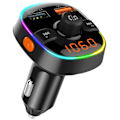 Miniatyrbillede 1 af 5: Bluetooth FM-transmitter til bil, radiomodtager/lydadapter med dobbelt biloplader, understøtter opladning