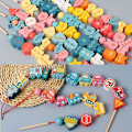 Miniatyrbilde 2 av 4: Treleker med dyr og frukt for barn - Perler, sensorisk læring, utdanningsleker, gavebrev, 26 deler