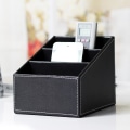 Miniatyrbild 2 av 5: Svart PU-läder fjärrkontrollhållare, läder fjärrkontroll förvaringsbox arrangör, skrivbordsarrangör för TV-guide, post, elektro