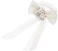 Vit rosett handledskorsage armband band elegant bröllopsaccessoar