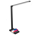 Pikkukuva 1 / 5: LED-pöytälamppu, himmennettävä pöytälamppu 6W langattomalla latauksella ja USB-latausliitännällä, silmien suojaava lukulamppu, 5 kirkkaustasoa, kosketuspaneeli