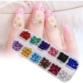 Miniatyrbild 5 av 5: Goodliest 1 Ask Blomster Nagelkonst Tillbehör, Roman 3D Metall Nagelkonst Dekal, Rostfri Anti-Fall Blomster Nagel Dekoration för Kvinnor DIY Manikyr Smycken
