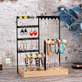 Miniatyrbild 3 av 4: Smyckesställ, 4-vånings metallhalsband display förvaringsställ örhänge torn svart