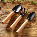 Miniatyrbilde 2 av 5: 3 stk. Holdbare Spade, Skovl og Rake for Plantepotter, Blomster, Frøplanter, Løst Jord, Bonsai, Trehåndtak, Perfekt Størrelse for Små Hender