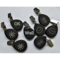 Miniatyrbild 6 av 7: 8 marmorerade hängen, dukhängen, dukklämmor, mörkgrå mönstergravyr, set om 8 Dark graySet of 8 pattern carvings
