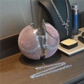 Miniatyrbild 4 av 5: Tennisformad Clutchväska med Strass Stenar Kvällsväska Glitterboll Handväska Street Sport Stil Svart