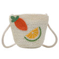 Miniatyrbillede 1 af 5: Mode Sommer Børne Halm Vævet Skuldertaske Sød Piger Bohemian Ferie Casual Mini Strandtasker Frugt Lynlås Taske Gulerod