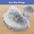 Miniatyrbilde 3 av 5: Plysj Falsk Pels Rundt Teppe Stolputebeskytter 16 tommer Liten Deksel Sittepute Teppe Matte Myk Sete Sofa for Stue Fotografering (Grå)