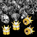 Miniatyrbillede 2 af 3: 4 stk. Krone Dækventilhætter Bling Krystal Rhinestone Håndlavet Universal Krom Krone Køretøj Bil Dækventilhætter Hals