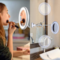 Miniatyrbillede 4 af 5: Fleksibel Svanehals 11,5\" 10x Forstørrelses Spejl med LED-belysning, Badeværelsesspejl med Stærk Sugkop, 360 Graders Drejning, Daglys, Cor