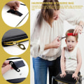 Miniatyrbillede 5 af 5: Salon Saksbeskyttelsespose, Sort Læder Lynlås Sakspose - Salon Værktøjs Holster Pose til Stylist Barber Frisører (Holder 4 Saks)