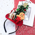 Miniatyrbillede 4 af 5: Shape5 Sequin Santa Hat Pandebånd Med Guldtonet Glitrende Krone, Juletema Hårtilbehør