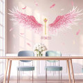Miniatyrbild 4 av 5: 3D Ängel Fjädervingar Väggdekaler Rosa, Kreativa Prinsessvingar Väggdekaler, DIY Väggkonst Väggdekal För Babyflicka Barn Sovrum Barnkammare Hem Liv