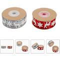 Miniatyrbillede 5 af 5: Indpakningsbånd Rulle: DIY Julegaveindpakningsbånd Med Elg Hjorte Snefnug Print Vinterferie Indpakning Emballage Forbrugsvarer (Rød Grå) (2stk)