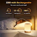 Miniatyrbild 5 av 5: Liten Sängbordlampa, 256 RGB Färgväxlande & Varma Touchlampor för Sovrum, USB Laddningsbar Trådlös Sängbordlampa
