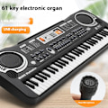 Miniatyrbillede 1 af 5: Sort 61-tangenters keyboardklaver, bærbart elektronisk klaverkeyboard med strømforsyning og mikrofon, multifunktionelt musikinstrument