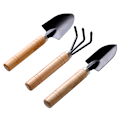 Miniatyrbilde 1 av 5: 3 stk. Holdbare Spade, Skovl og Rake for Plantepotter, Blomster, Frøplanter, Løst Jord, Bonsai, Trehåndtak, Perfekt Størrelse for Små Hender