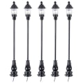 Miniatyrbillede 1 af 3: 5 stk. Simulerede Miniature Havelamper Model Lys Model Sandbord Lampe Dekorationer Sort 7,3X0,8CM